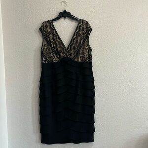 Jessica Howard Cocktail/Party Dress Black Lace Detail Lined Sz 16 Formal TC0596
